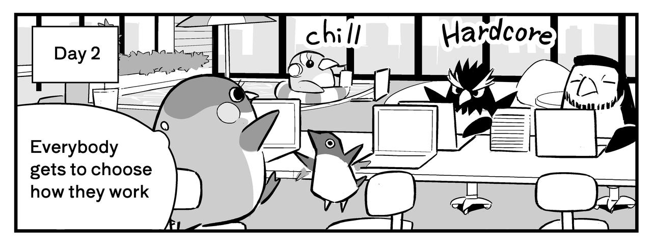 Emma sees everybody gets to choose how they work.