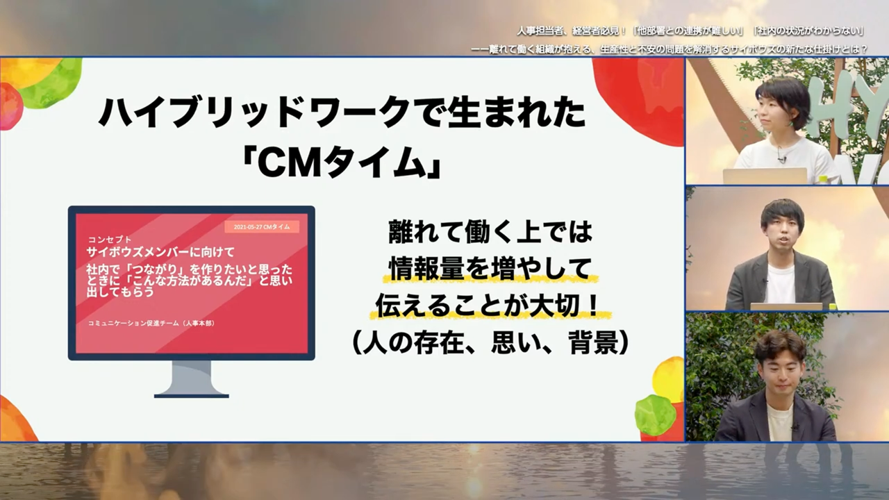 ハイブリッドワークで生まれたCMタイムについてのスライド
